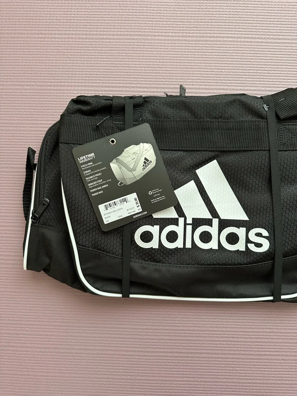 adidas Black Duffel with White Logo